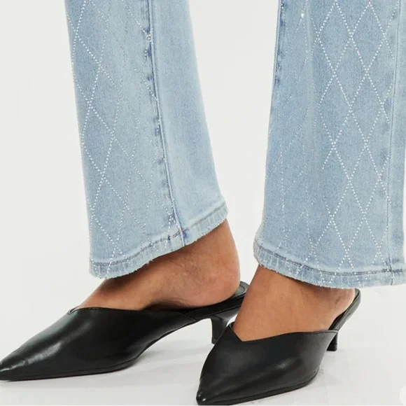 KanCan High Rise Jeans with Diamond Pattern - Light Blue - Picture 2 of 4